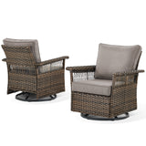 Belord outdoor wicker swivel glider patio chair with 4-inch wide armrests, SS Series, featuring a stylish and comfortable design.