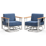 Pair of Belord patio swivel rocker chairs with 6-inch cushions, sturdy design, ideal for outdoor relaxation.