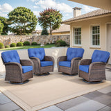 Belord 4-piece outdoor swivel patio chairs with wide T-back design, perfect for conversation sets in outdoor spaces