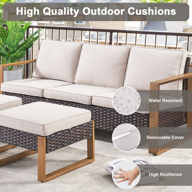 Belord multi-functional outdoor ottoman from patio conversation set, serving as a footstool and extra seat in garden or patio space.