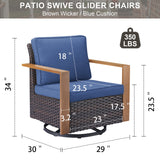 Belord oversize wicker swivel rocker chair with water-resistant cushion, perfect for patio conversation sets, featuring 360° swivel and gliding.