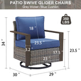 Belord oversize wicker swivel rocker chair with water-resistant cushion, 360° swivel and gliding for patio conversation sets.