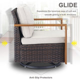 Belord oversize wicker swivel rocker chair with 4-inch water-resistant cushion, 360° swivel and gliding for patio conversation.