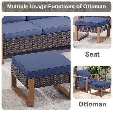 Belord 2-in-1 outdoor ottoman and footstool from the patio conversation set, featuring a cushioned top and sturdy design.