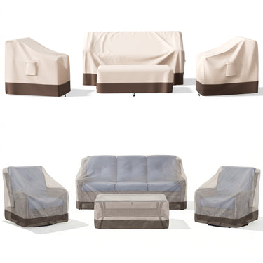 Belord 4-piece patio furniture cover set with waterproof 600D fabric, including sofa, chairs, and table covers.