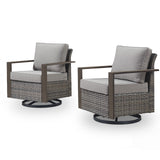 Belord oversize wicker swivel rocker chair with water-resistant cushion, 360° swivel and gliding for patio conversation sets.