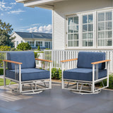 Pair of Belord patio swivel rocker chairs with 6-inch cushions, sturdy design, suitable for outdoor relaxation.