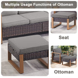 Belord multi-functional outdoor ottoman from patio conversation set, doubles as footstool and extra seat in the HOP Series.