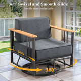 Pair of Belord patio swivel rocker chairs with 6-inch cushions, sturdy design, and 350-pound weight capacity, part of BINGLI series.