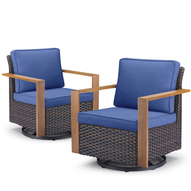 Belord oversize wicker swivel rocker chair with water-resistant cushion, perfect for patio conversation sets, featuring 360° swivel and gliding.