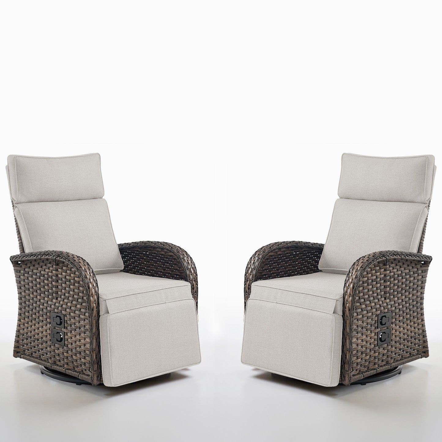 Premium 2-Piece Swivel Recliner Set - Adjustable Backrest & Footrest Patio Chairs, NDS Series