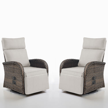 Premium 2-Piece Swivel Recliner Set - Adjustable Backrest & Footrest Patio Chairs, NDS Series - Belord