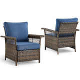 Pair of Belord outdoor wicker patio chairs with 5-inch wide armrests from the SS Series, designed for comfortable outdoor seating.