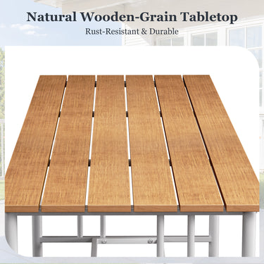 Belord Polywood outdoor coffee table with slat design and drainage gaps, lightweight 66lb, from the BINGLI Series.