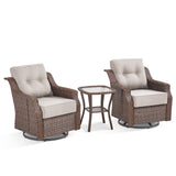 Belord 3-piece outdoor wicker swivel glider chair and side table patio set from the Ovolo series, featuring comfortable seating and stylish design.
