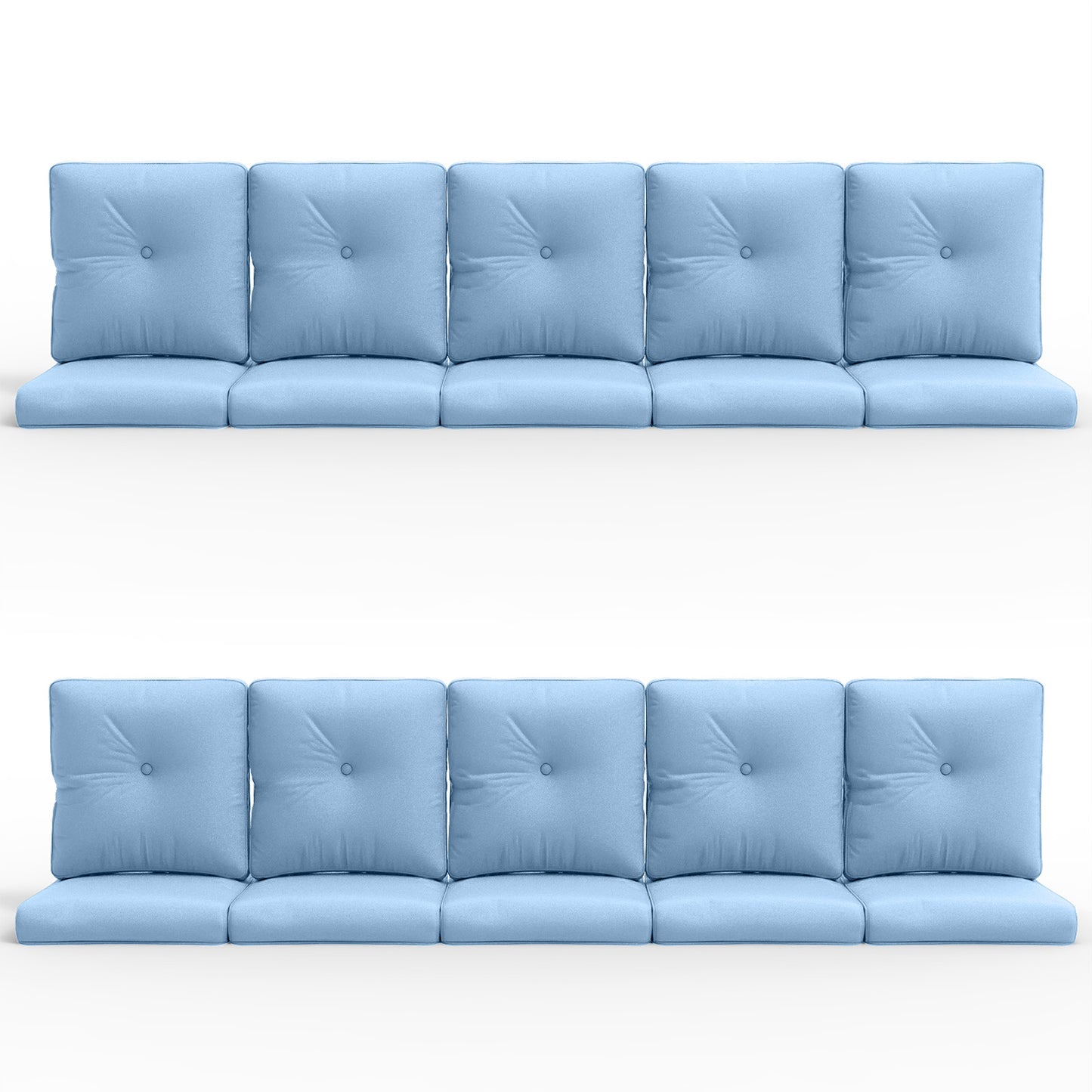 Patio Cushion Set of 20 - 10 Seat & 10 Back Pillows with Water-Resistant Removable Covers