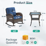 Belord 3-piece wicker rocking chairs lounge set with side table, perfect for outdoor relaxation and stylish seating.