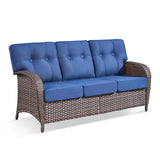 Belord 3-seater T-back patio sofa with 5-inch thick high-density cushions from the T Series, ideal for outdoor conversation spaces.
