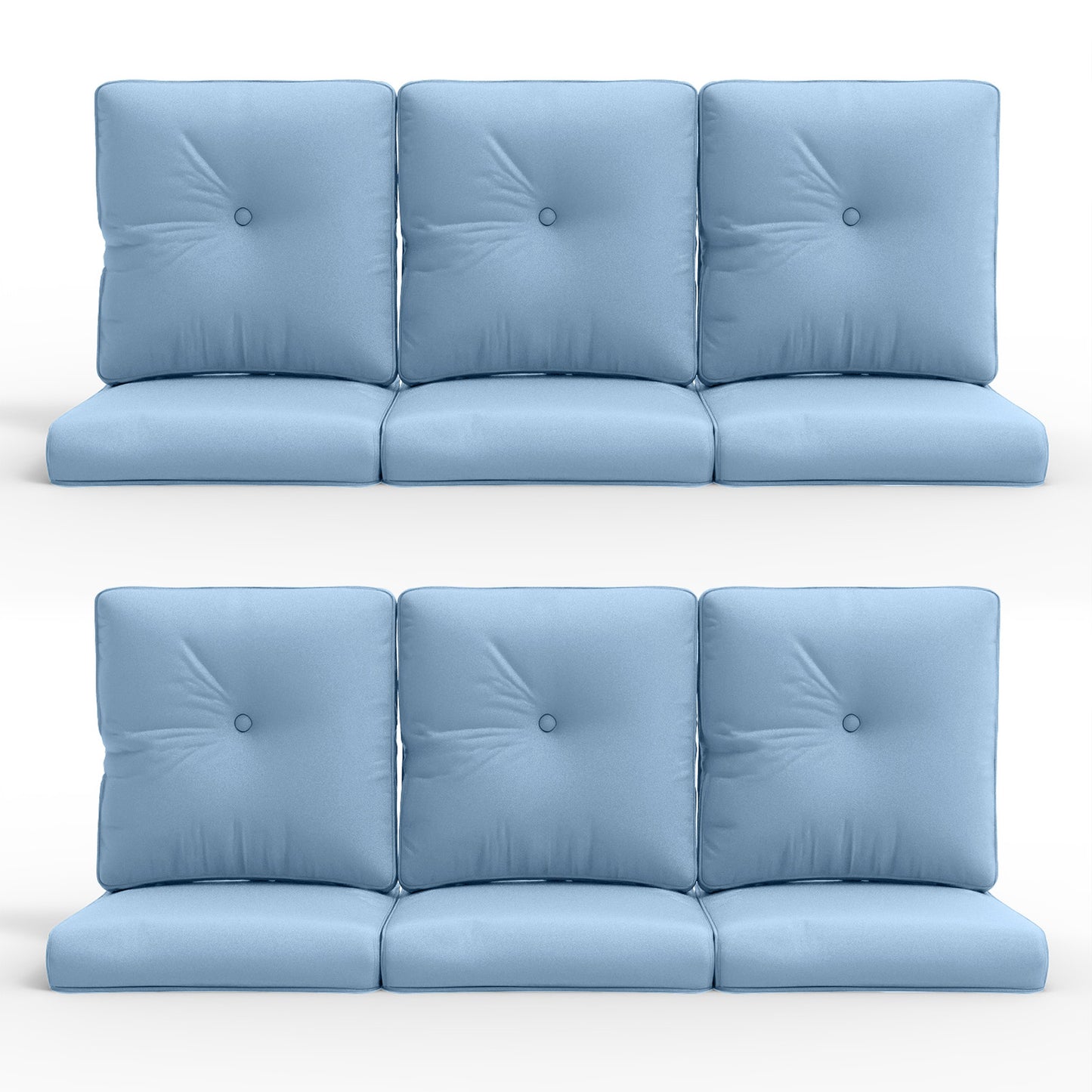 12-Piece Blue Patio Cushion Set - 6 Seat & 6 Back Cushions with Removable Waterproof Covers, All-Weather Outdoor Furniture Replacement