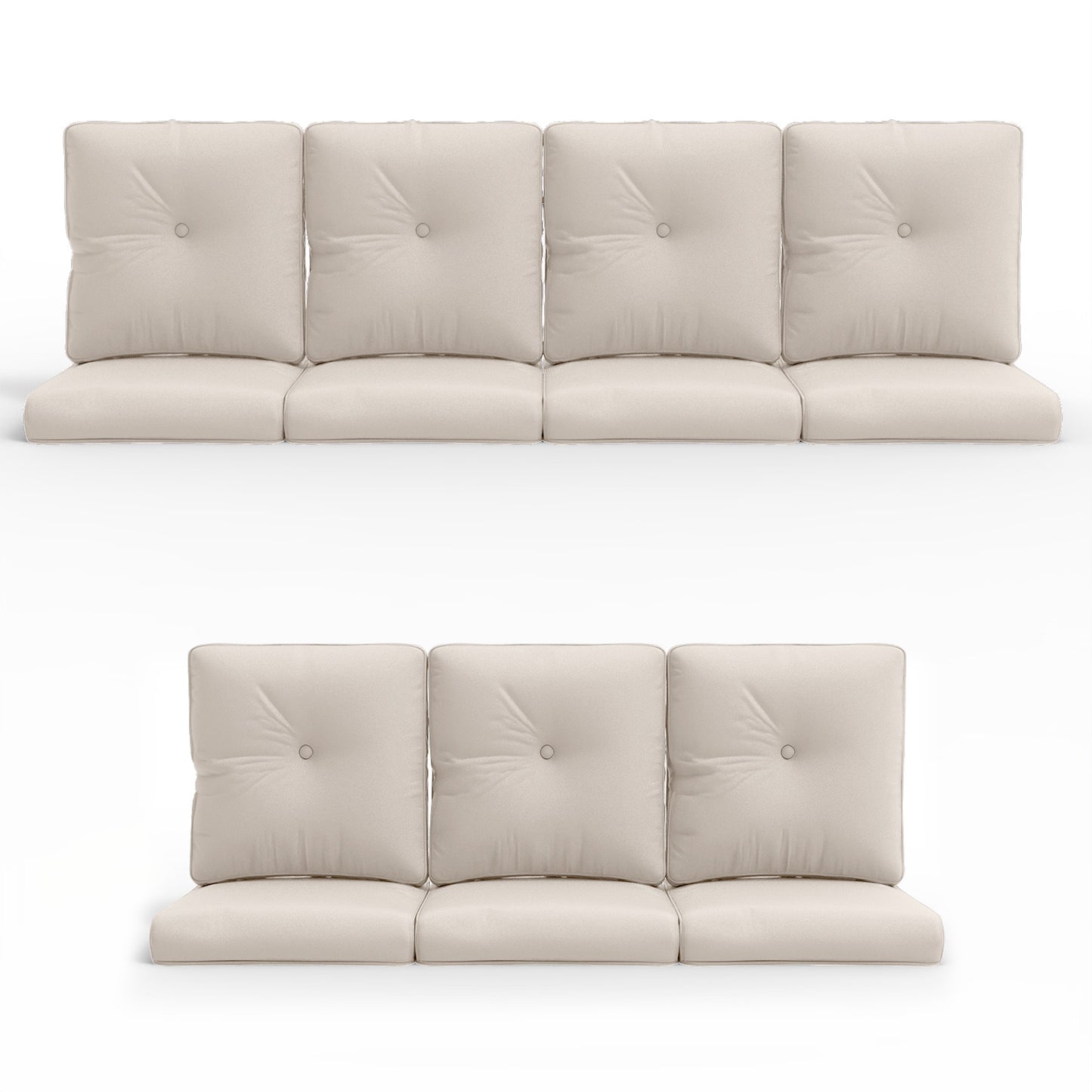 Luxury 14-Piece Outdoor Cushion Set - 7 Seat & 7 Back Pillows with Zip-off Waterproof Covers, All-Weather Patio Furniture Replacement