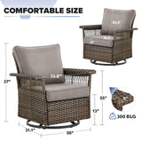 Belord outdoor wicker swivel glider patio chair with 4-inch wide armrests from the SS Series, showcasing a stylish and comfortable design.
