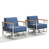 Pair of Belord patio swivel rocker chairs with 6-inch cushions, sturdy design, suitable for outdoor lounging.