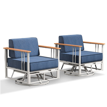 Pair of Belord patio swivel rocker chairs with 6-inch cushions, sturdy design, suitable for outdoor lounging.