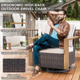 Belord oversize wicker swivel rocker chair with water-resistant cushion, perfect for patio conversation sets, featuring 360° swivel and gliding.