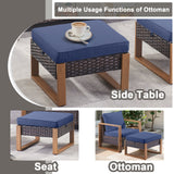 Belord multi-functional outdoor ottoman, 2-in-1 footstool and extra seat, part of the patio conversation sets in the HOP Series.