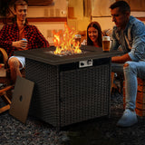 Belord 30-inch round propane fire pit table with hidden tank and 50,000 BTU, perfect for patio outdoor fire table sets.