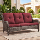 Belord outdoor wicker 3-seater patio sofa from the NTC Series with cushions and stylish design.