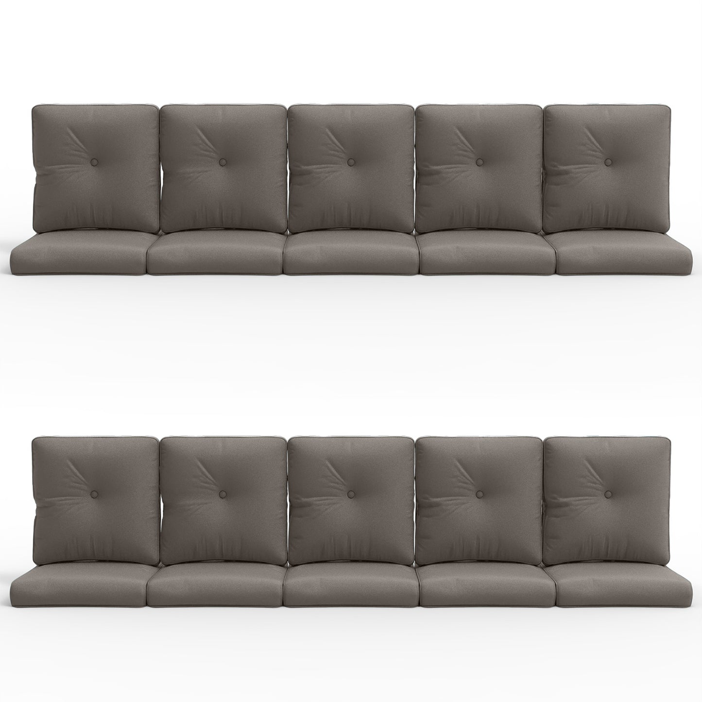 Patio Cushion Set of 20 - 10 Seat & 10 Back Pillows with Water-Resistant Removable Covers