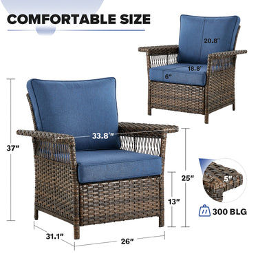 Belord outdoor wicker patio chair set of 2 with wide armrests, SS Series, featuring woven wicker design and sturdy metal frames.