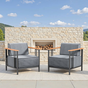 2 Pieces Outdoor Patio Chairs with 10 Inch Cushion, BINGLI Series
