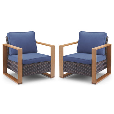 Belord ergonomic high-back wicker patio chair with deep seat and 15° tilt, perfect for outdoor conversation sets.