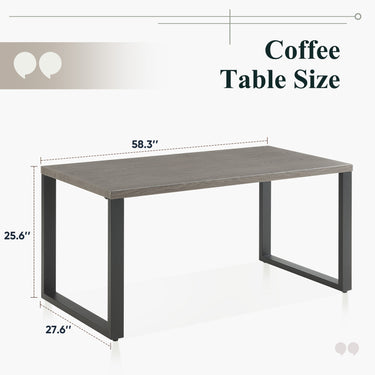 Belord 59-inch rectangular metal patio coffee table with storage shelf in GRS Series, suitable for outdoor patio settings.