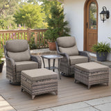 Belord 5-piece swivel glider patio set with ottomans and side table, part of NT Series, featuring comfortable outdoor seating.