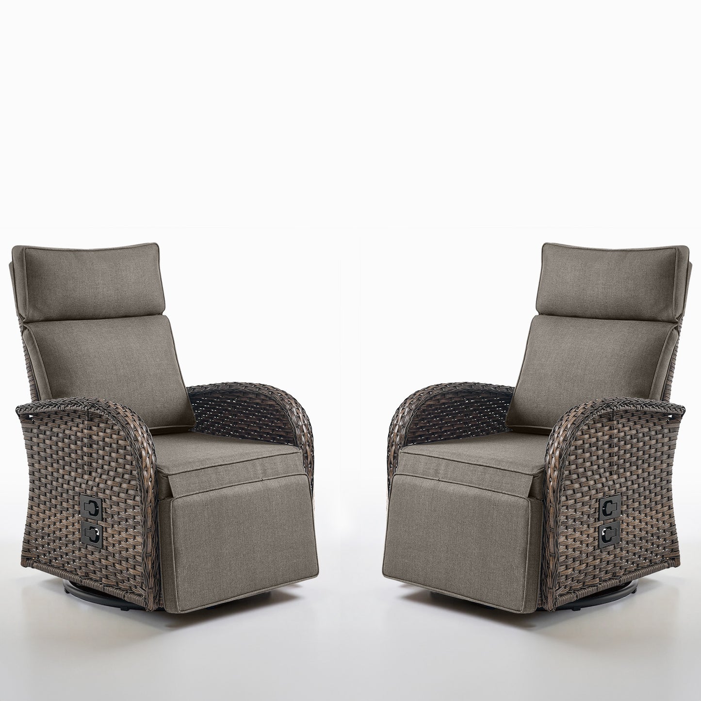 Premium 2-Piece Swivel Recliner Set - Adjustable Backrest & Footrest Patio Chairs, NDS Series