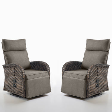 Premium 2-Piece Swivel Recliner Set - Adjustable Backrest & Footrest Patio Chairs, NDS Series - Belord