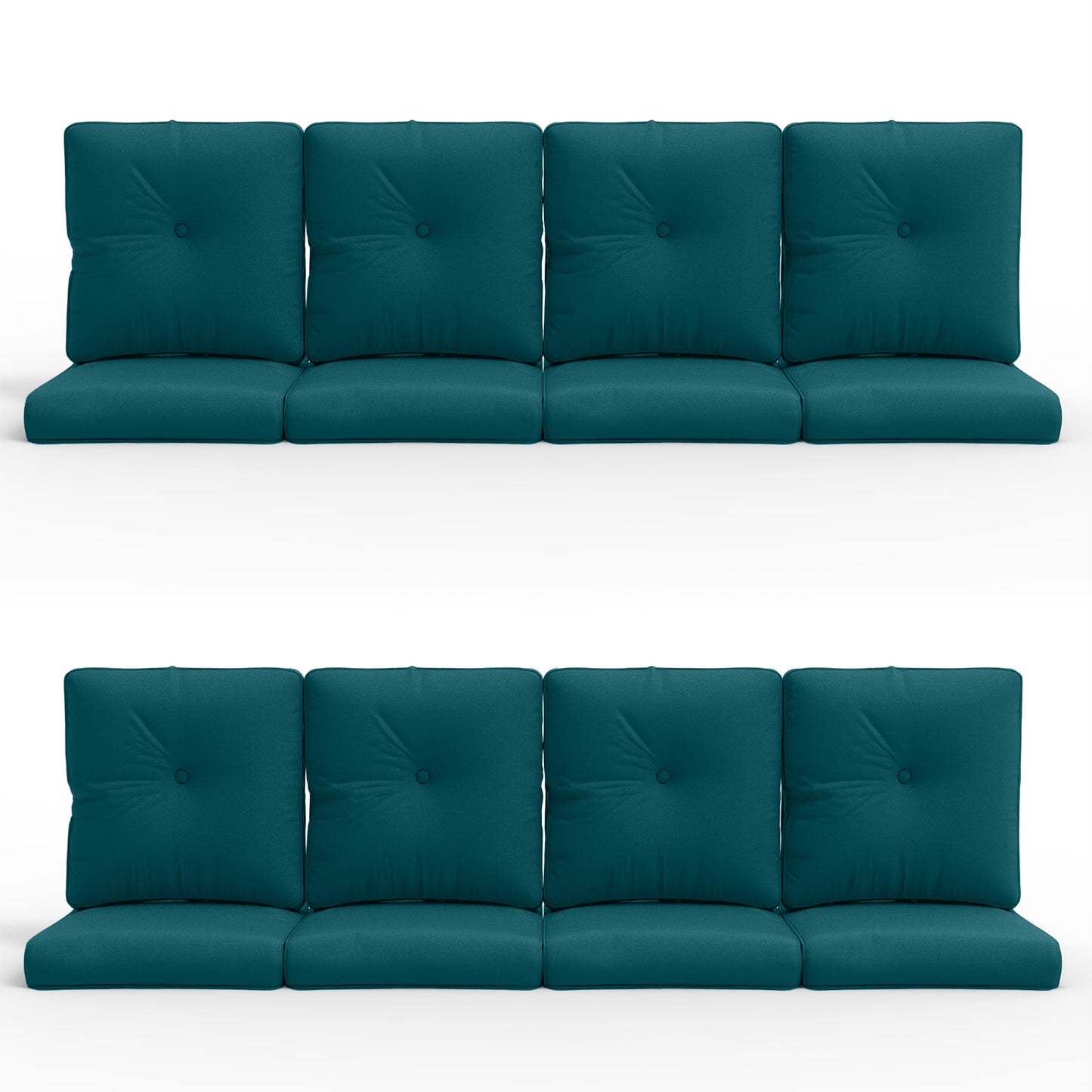 16-Piece Blue Patio Cushion Set - 8 Seat & 8 Back Cushions with Removable Waterproof Covers