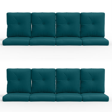 16-Piece Blue Patio Cushion Set - 8 Seat & 8 Back Cushions with Removable Waterproof Covers - Belord