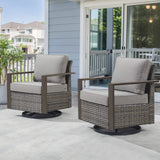 Belord oversize wicker swivel rocker chair with water-resistant cushion, perfect for patio conversation sets, 360° swivel and gliding.