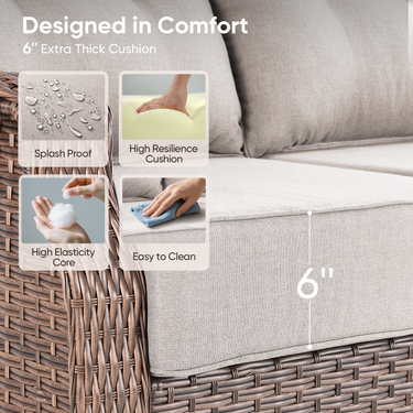 Belord 8-piece wicker patio swivel glider chairs and dual sofa set from OVOLO Series, outdoor conversation furniture with cushions