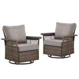 Belord outdoor wicker patio swivel glider chair with 4-inch wide armrests, SS Series, ideal for comfortable outdoor relaxation.
