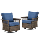 Belord outdoor wicker swivel glider patio chair with 4-inch wide armrests in SS Series, showcasing woven wicker design and sturdy frame