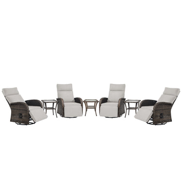 Premium 7-Piece Patio Conversation Set - 4 Swivel Recliners & 3 Side Tables with Dual-Adjust Chaise Lounges, NDS Series - Belord
