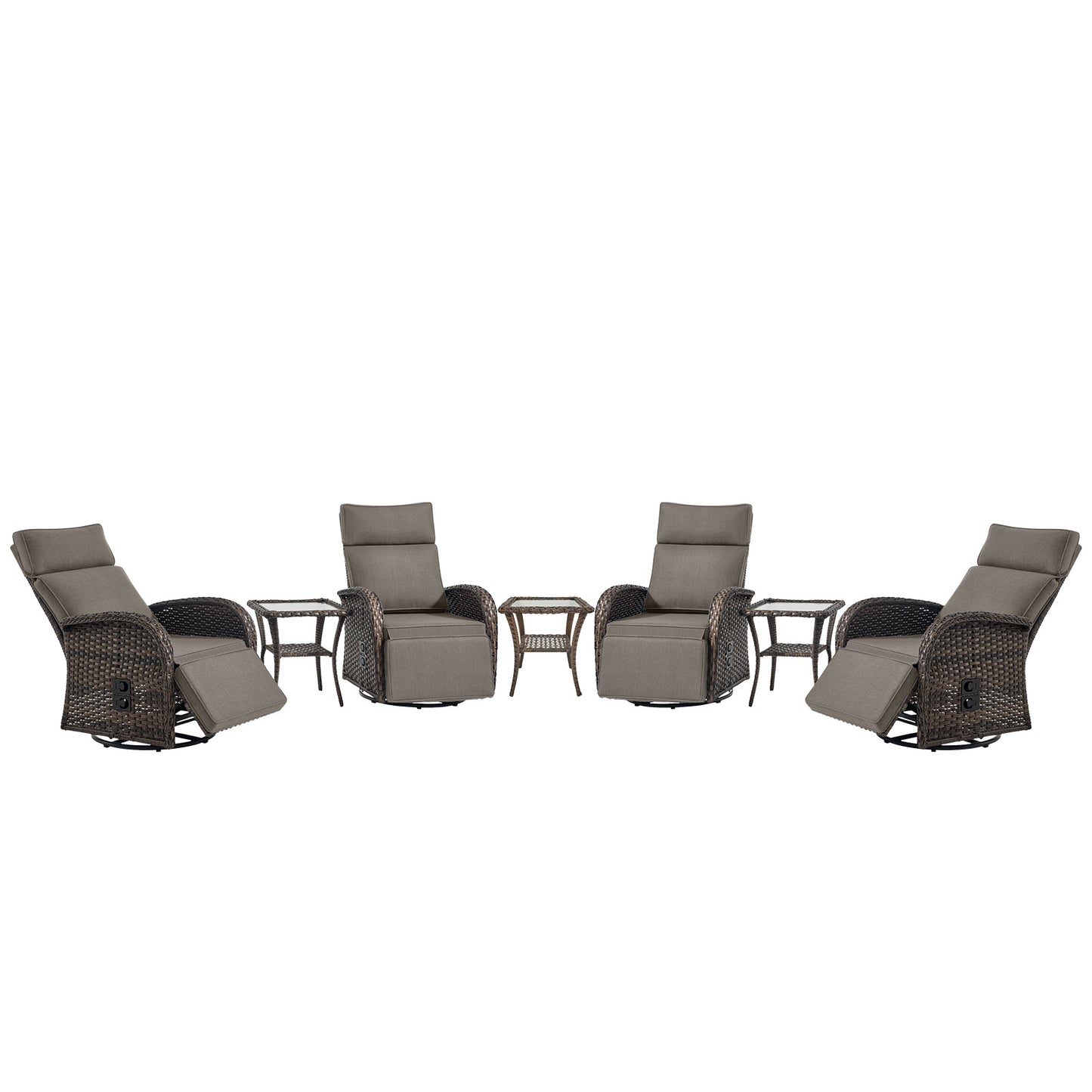 Premium 7-Piece Patio Conversation Set - 4 Swivel Recliners & 3 Side Tables with Dual-Adjust Chaise Lounges, NDS Series