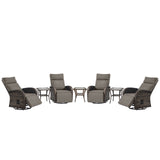 Premium 7-Piece Patio Conversation Set - 4 Swivel Recliners & 3 Side Tables with Dual-Adjust Chaise Lounges, NDS Series - Belord