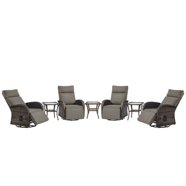 Premium 7-Piece Patio Conversation Set - 4 Swivel Recliners & 3 Side Tables with Dual-Adjust Chaise Lounges, NDS Series - Belord