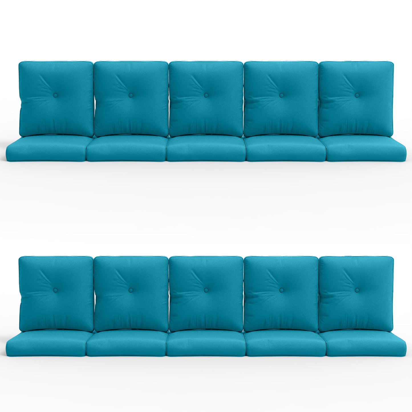 Patio Cushion Set of 20 - 10 Seat & 10 Back Pillows with Water-Resistant Removable Covers